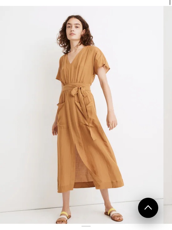 Madewell Dresses & Skirts - Madewell Caramel Tie-Waist V-Neck Midi Dress